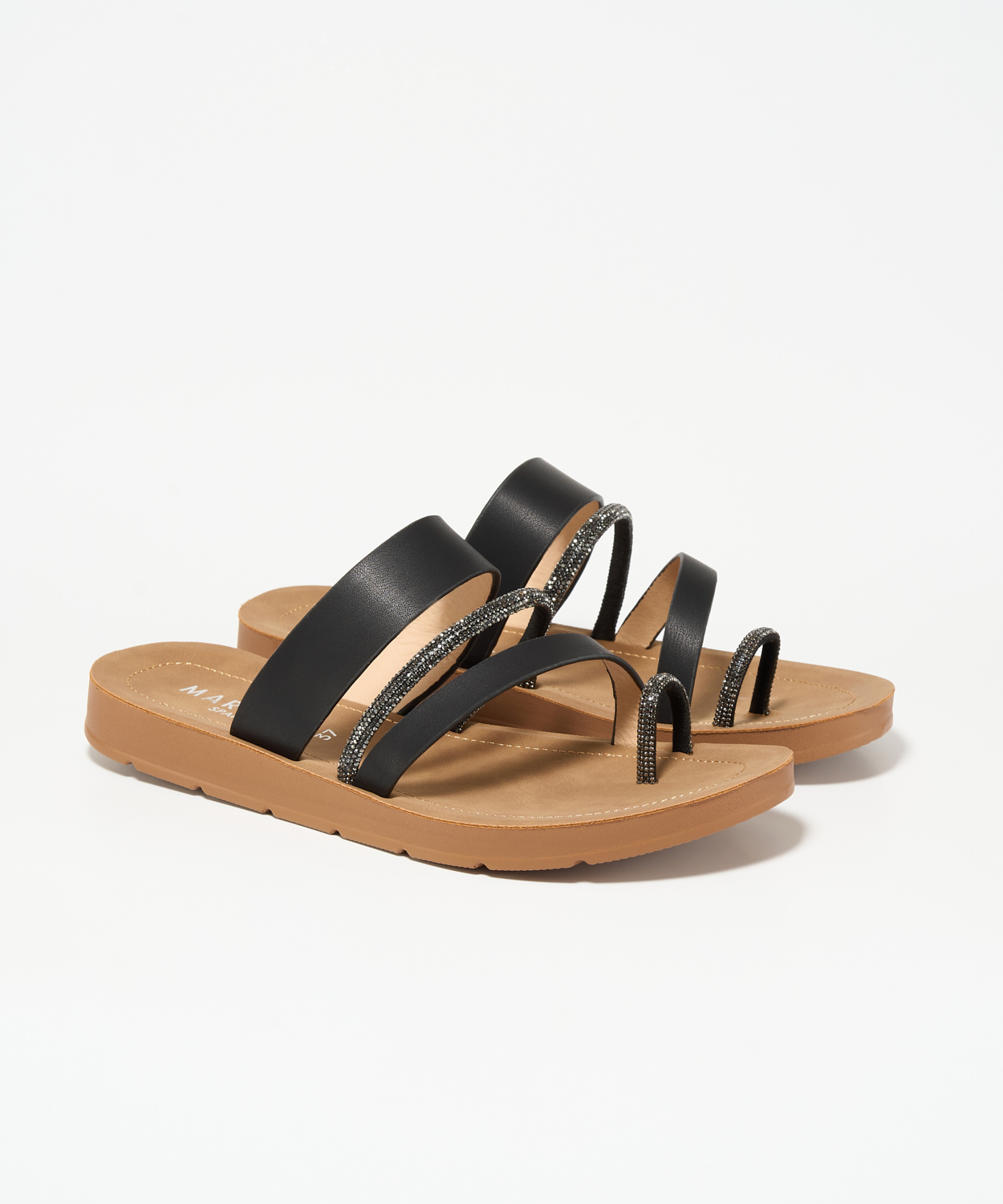 Sandalias planas strass tiras